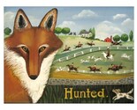 FOX HUNT Signed Folk Art Print RED FOX  Horses Dogs ART POSTER Wendy Presseisen