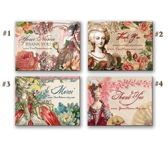 48 Customized MARIE ANTOINETTE 1.9 inch x 2.5 inch STICKERS By Vintage Bella