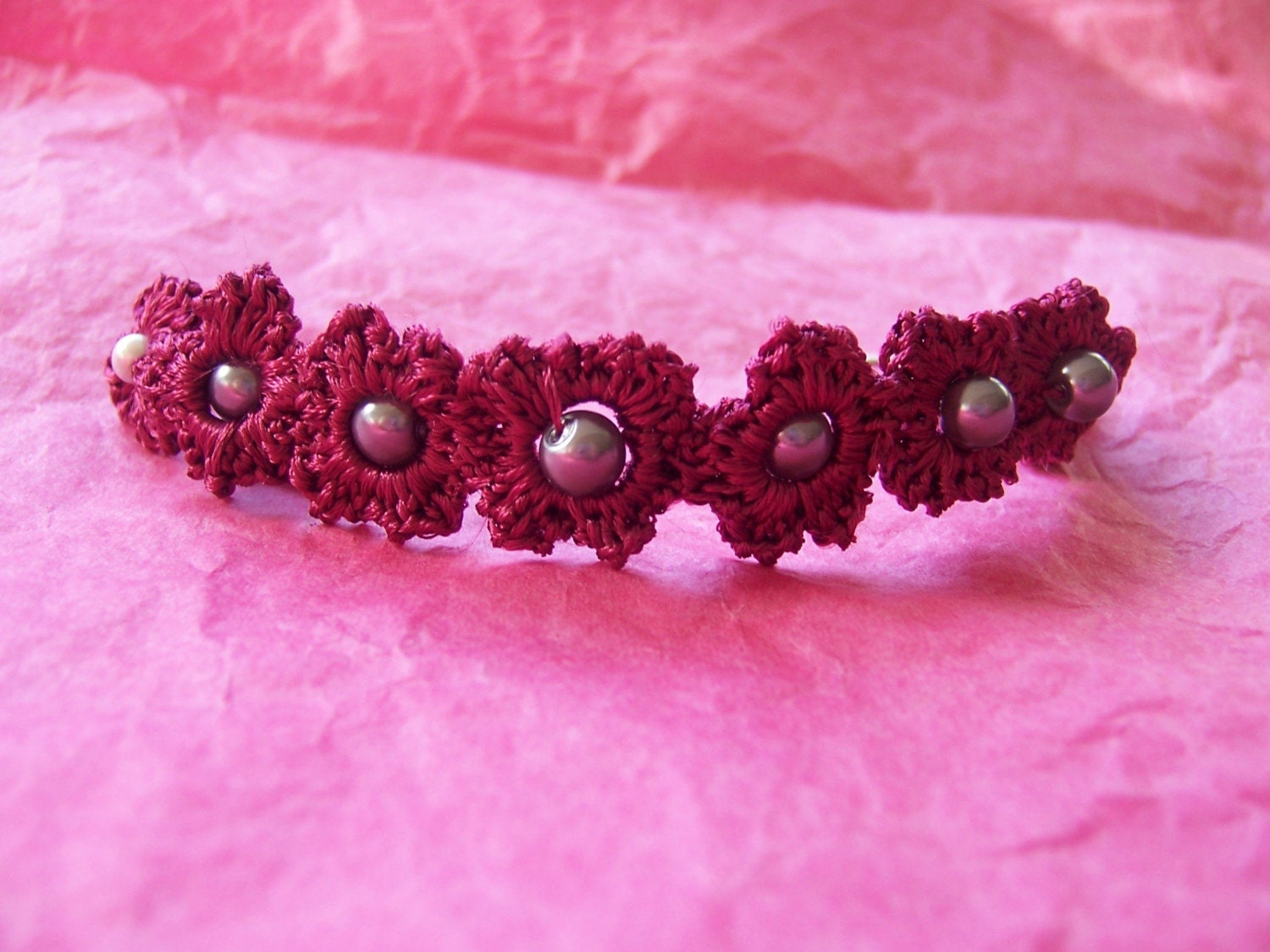 Silky  Crochet Flower Bracelet