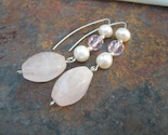 Pink pearls - Rose quatz and pearl earrings