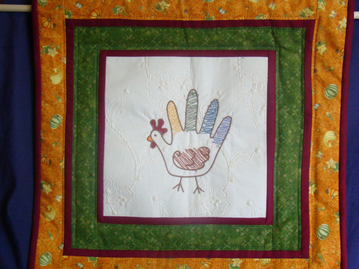QuiltsySale - Rainbow Hand Turkey Wall Hanging
