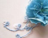 Sky BlueEclectic Folk Art Flower Lace Corsage Pin OOAK Baby Brooch
