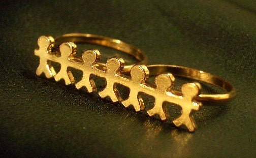 24ct Gold Plated Handcrafted Two-Finger Ring 'Paper Chain' Sterling Silver