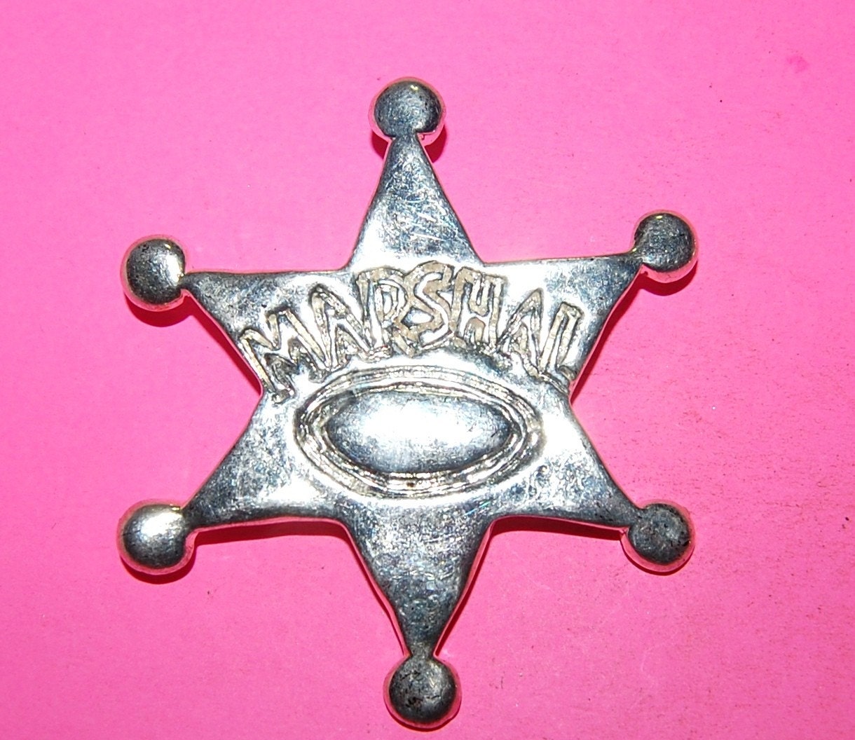 VINTAGE 2 SILVER PLATED 75MM BOLLO SHERRIF STAR FINDING J6L