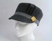 Pleated Cadet Hat - Cool Grey with Yellow Shell Buckle