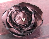Fabric Flower Brooch in Chocolate Mocha