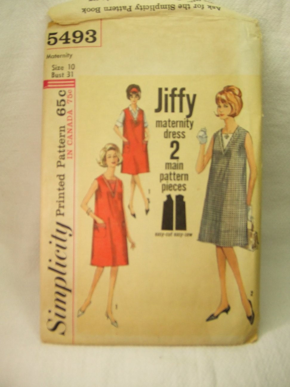 Simplicity Vintage Retro Sewing Maternity Pattern  5493 from 1964