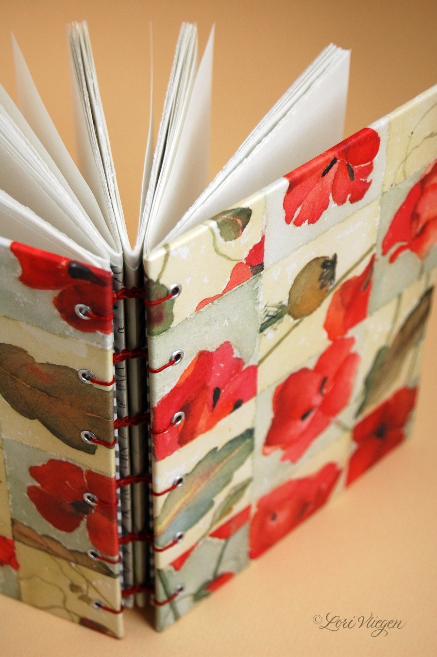 poppy sampler - blank coptic hardcover journal