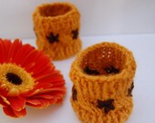 Brown Flower Yellow Knit Cuffs