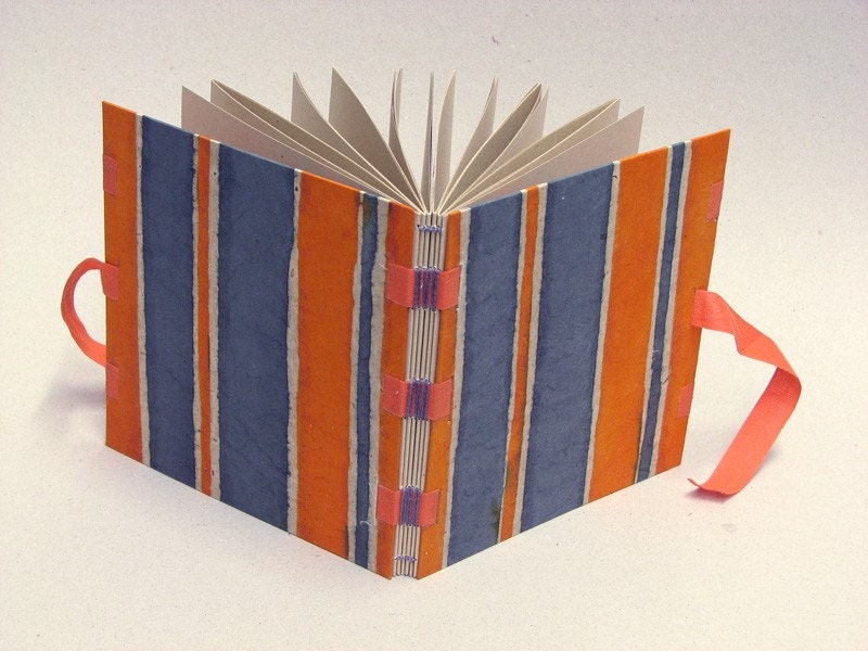 orange stripes - ribbon sewing journal