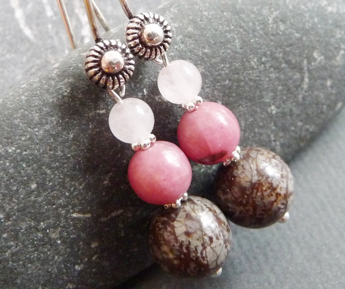 Pink Cascading Waterfall Sterling Silver Earrings