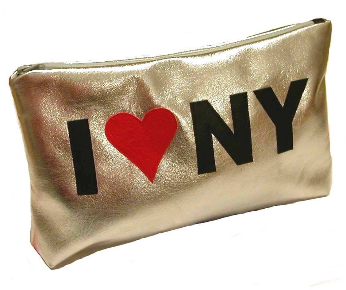 Parola Large Leather Pouch with I LOVE NY  or PERSONALIZE it with your own writing