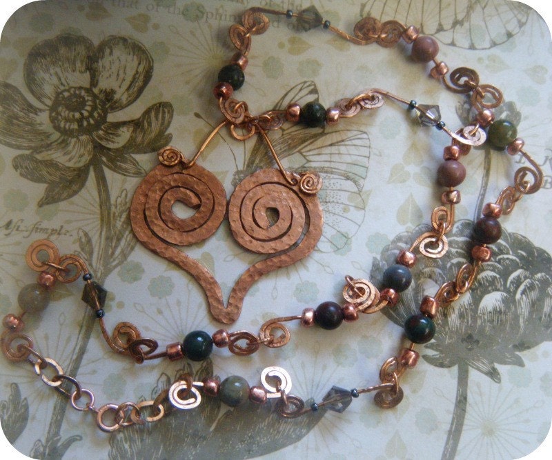 A Groovy Kind of Love - OOAK Hammered Copper Heart Necklace