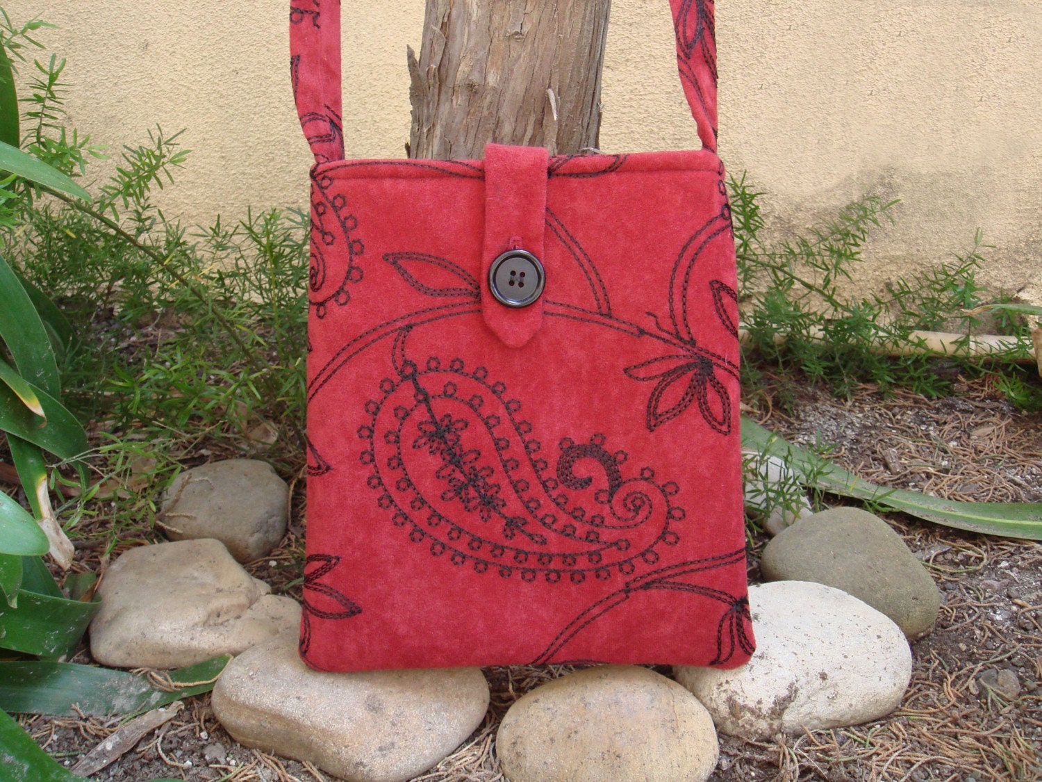 Red Paisley Messenger Bag