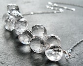 Clear Crystal Quartz Candy Kiss Sterling Silver Necklace - Veil