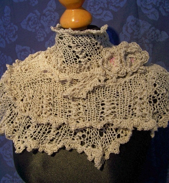 PDF KNITTING PATTERN - lace knitted scarf victorian style I - cashmere/silk