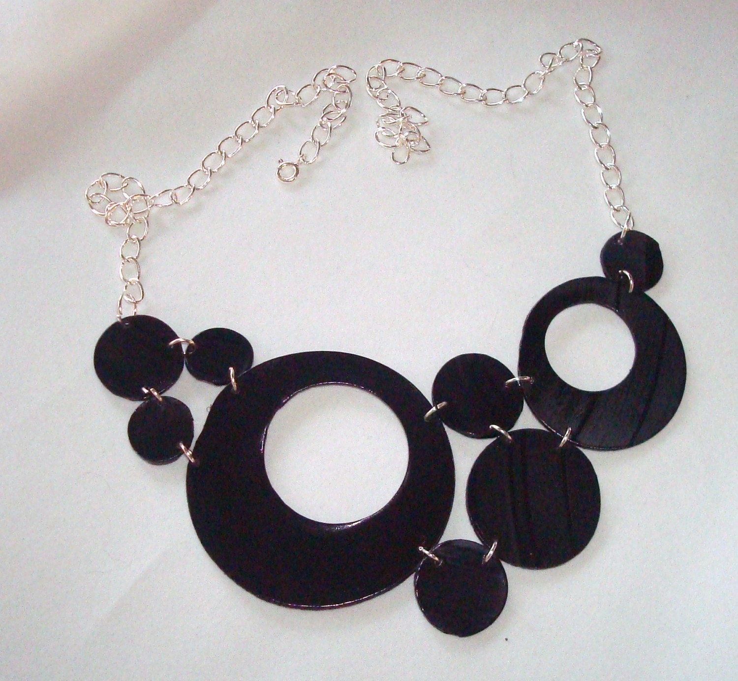 Bubbles upcycled record vinyl necklace