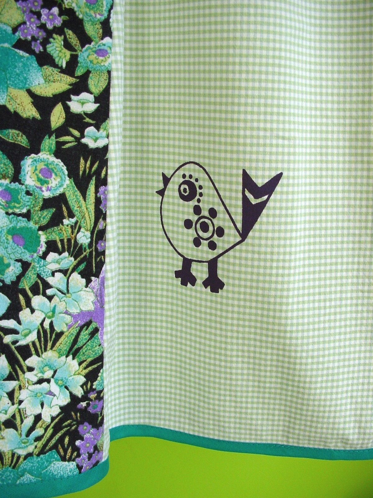 kinchi pretty bird skirt for women, hand screenprinted size XS-S  or S-M