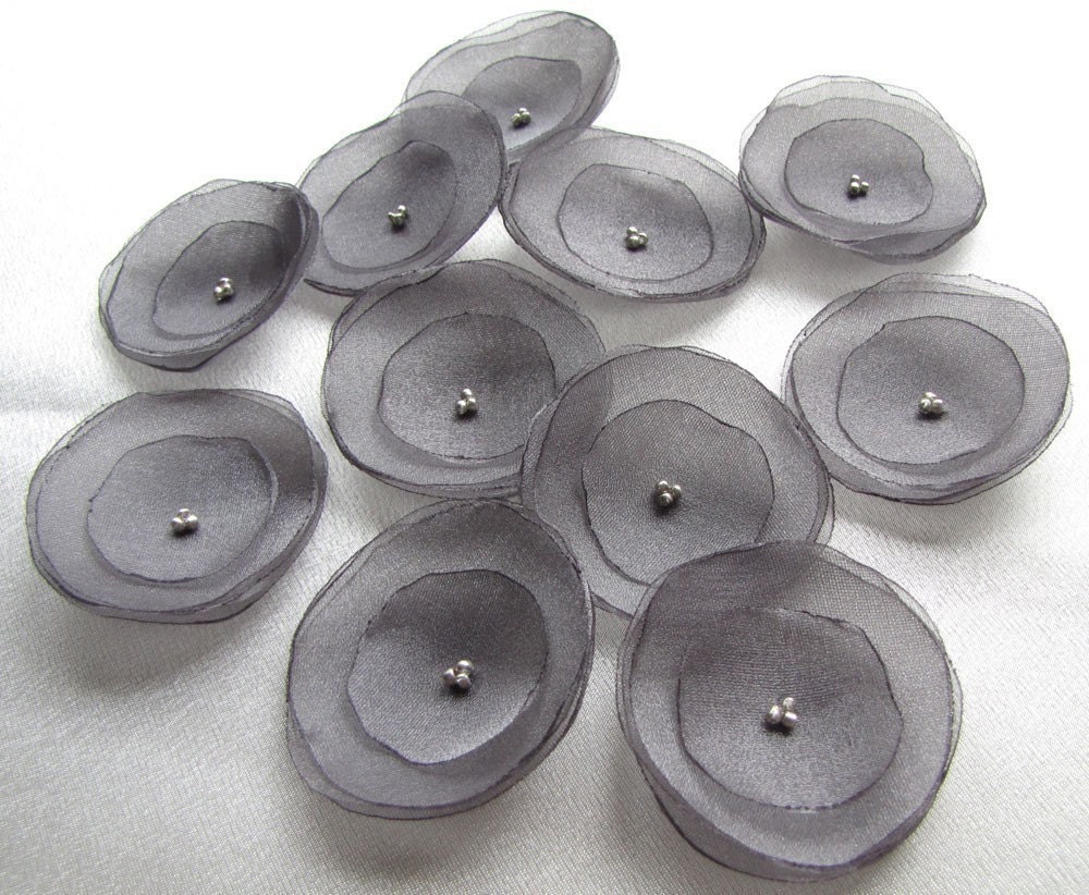 12pcs cloudy day gray organza flowers