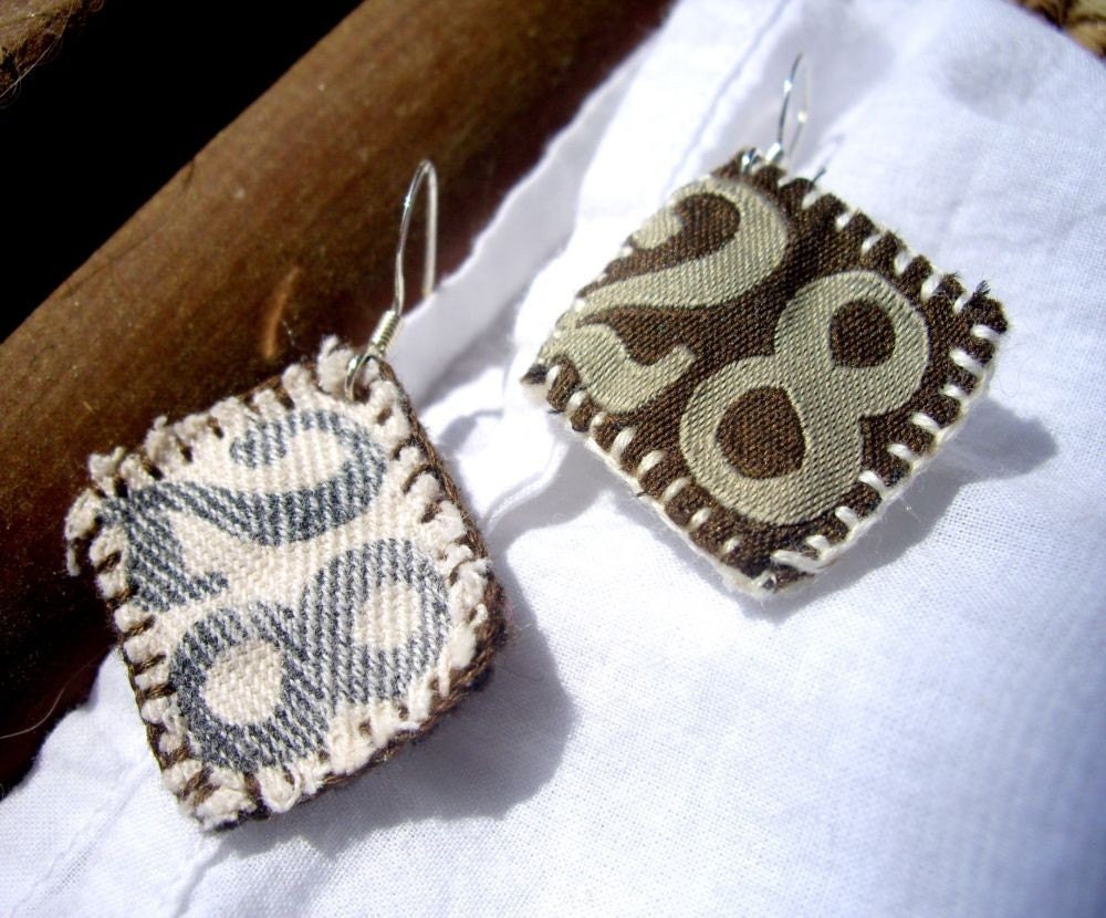 28th Favorite - Recycled Clothing Tag Earrings