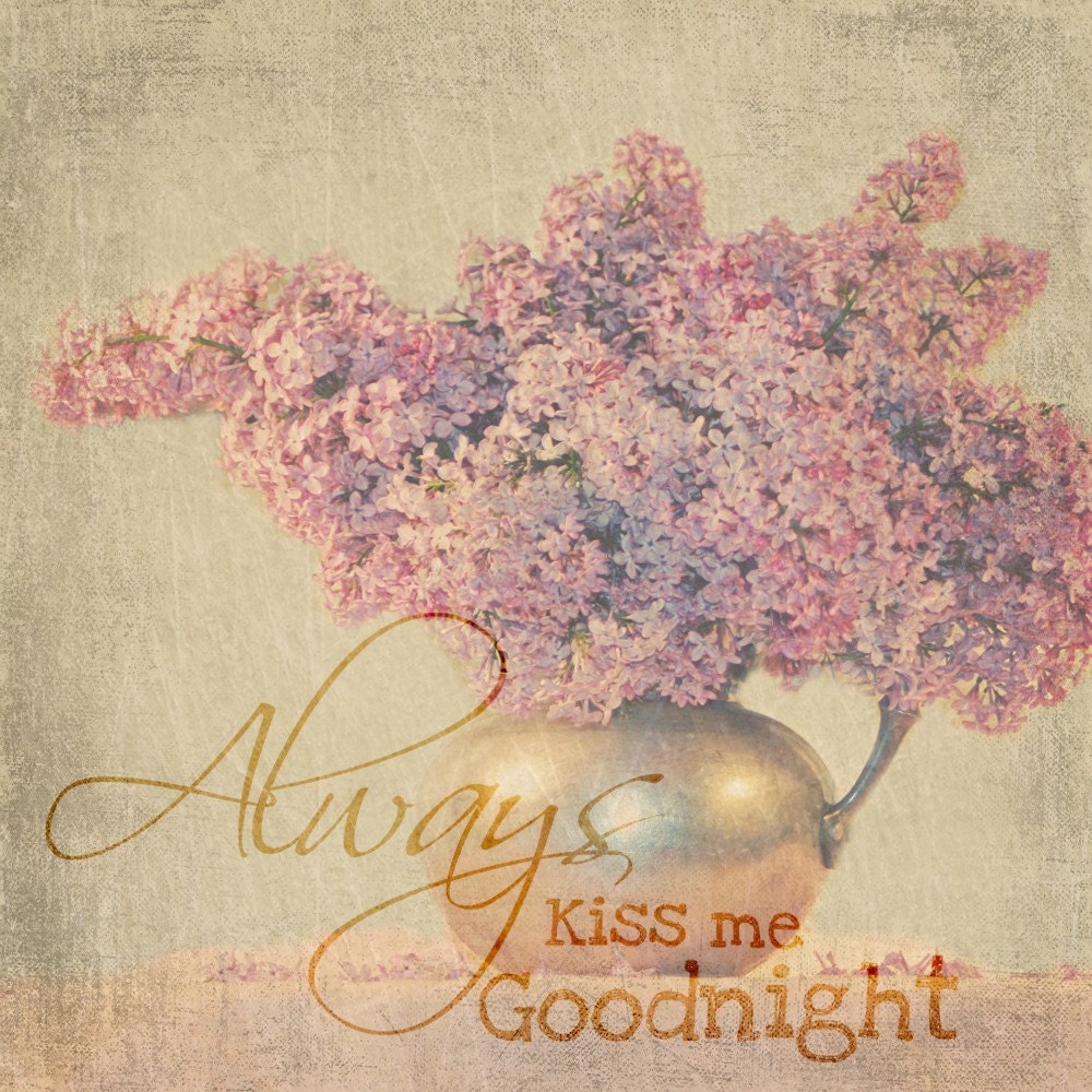 Always Kiss Me Goodnight 8 X 8 Lilac Fine Art Print