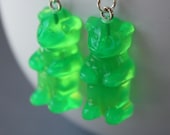 Vintage Lime Green Gummy Bear Earrings
