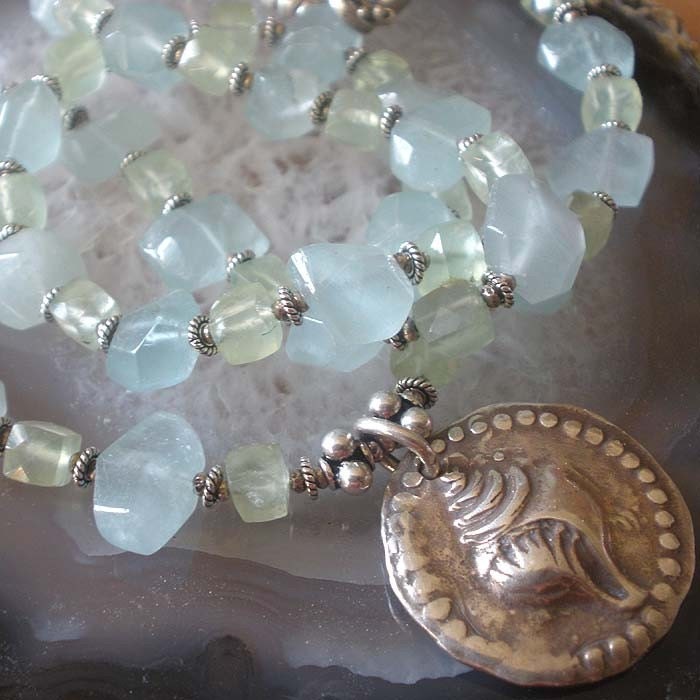 Aquamarine and Prehnite Necklace