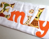 Custom Monogrammed Organic Burp Cloth in Oranges, Personalized with Your Baby's First Name