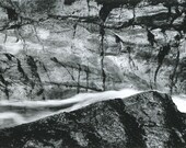 River in Rain - Black and White Photograph