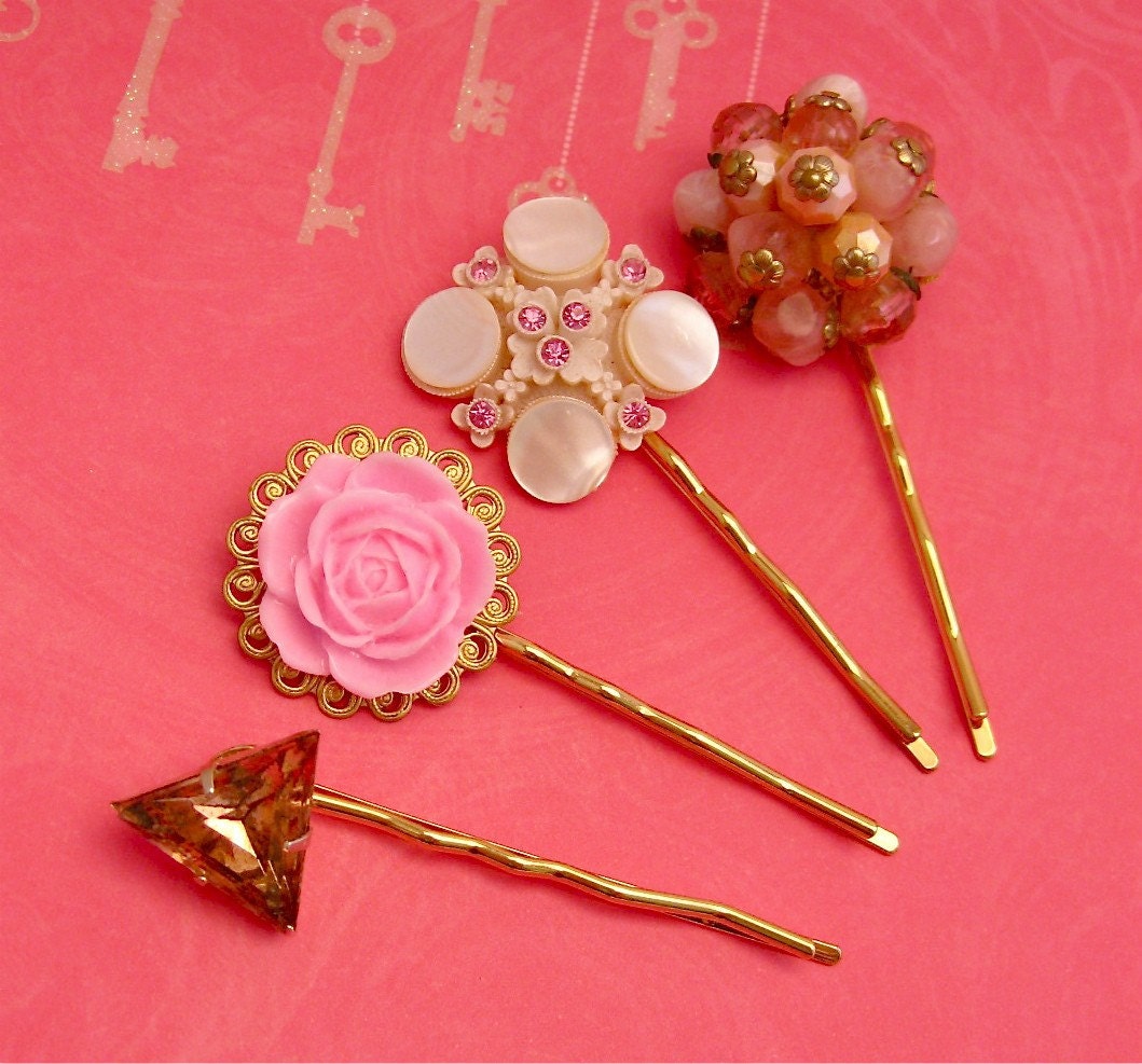 Cotton Candy Dreams  Reclaimed Hairpins Pack of 4