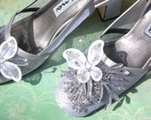 Stardust - silver sparkling shoes with glittering silver branches and butterflies size 8 narrow