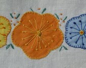 Vintage embroidered/appliqued linen cloth