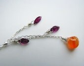 Fig and Apricot - Carnelian and Garnet sterling silver necklace