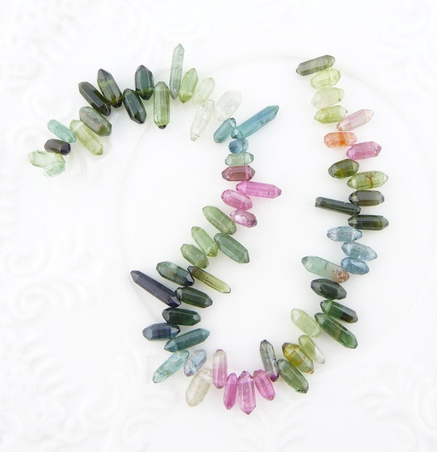 Charming tourmaline stick beads, multi colors, 6 inches