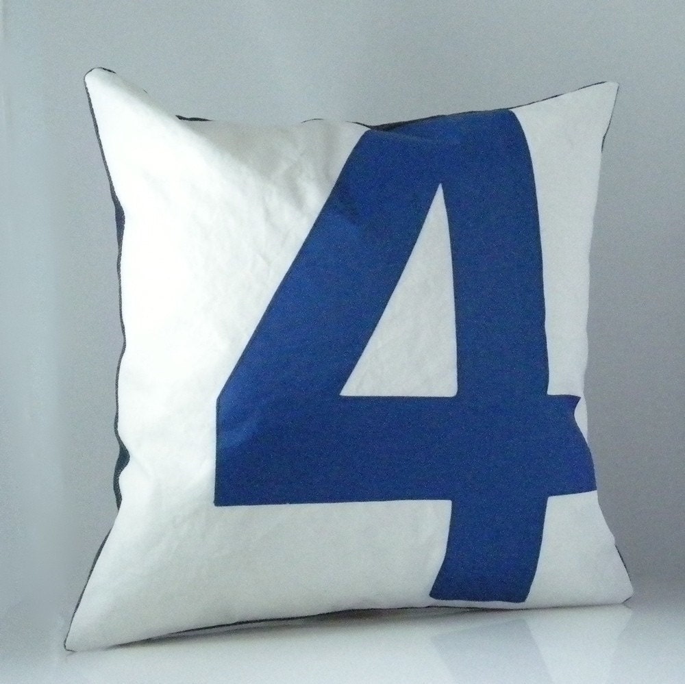 Recycled Sail Throw Pillow - Blue Number 4