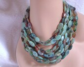 25% 
OFF SALE - Vintage 8 Strand Jadeite Art Bead Necklace Choker