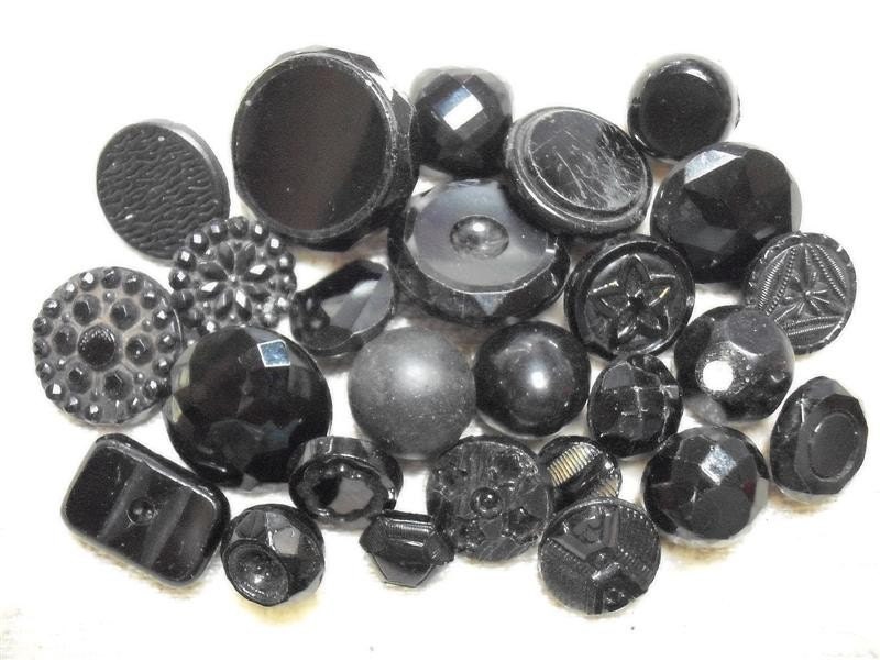 Oddles Of Kaboodles Of Vintage Black Glass Buttons Lot 6