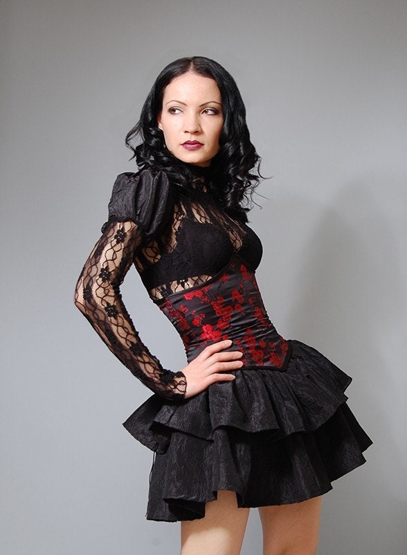 Black and Red Satin Underbust Corset-Made to Measure