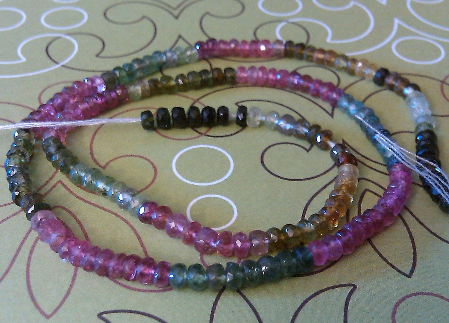 Multi Color Tourmaline Faceted 5mm Rondelle Beads-15 inch strand