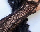 fingerless gloves lace knitted black