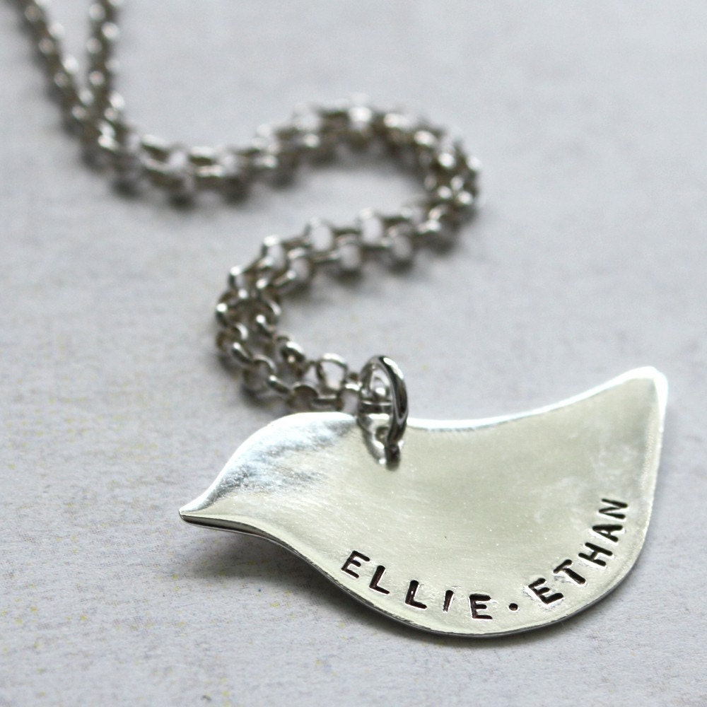 Momma Bird Necklace - sterling silver and customizable with kids names