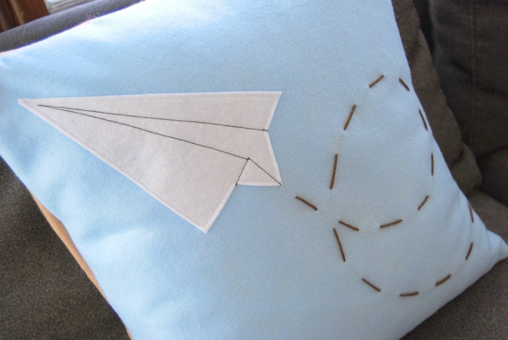 Paper Airplane Pillow-  Eco Friendly