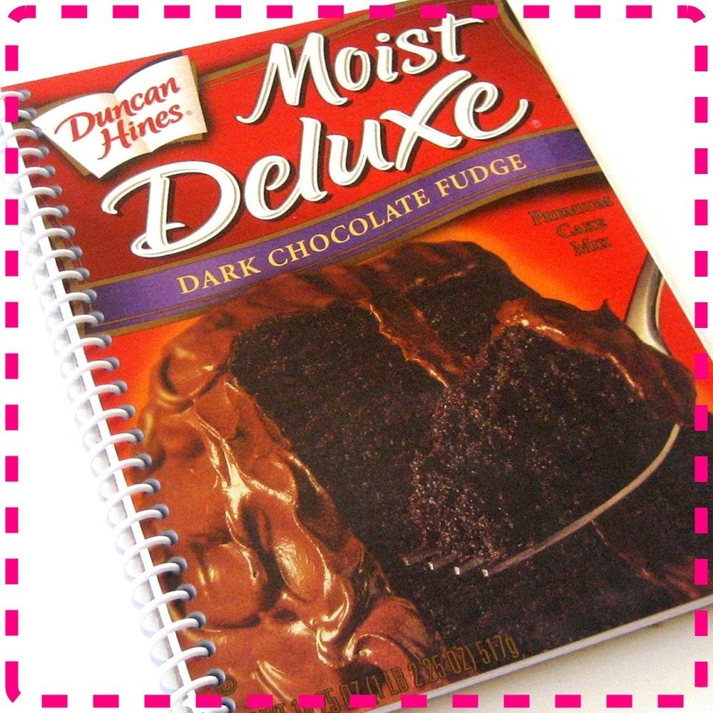 Dark Chocolate Fudge Cake Mix Original Spiral Bound Recycled Notebook / Upcycled Journal - Rich-