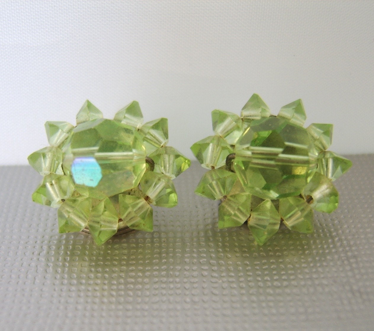 Vintage Petite Lime Crystal Earrings