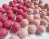 Felt Beads/ Balls, light and dark watermelon, set of 20