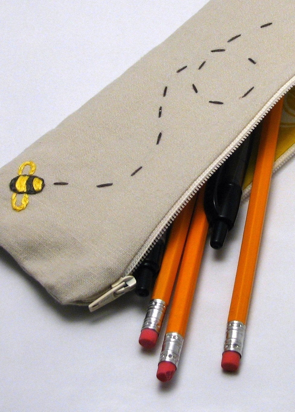 Wee Bee Zippered Pouch.  Pencil Case.  EpiPen Carrier.