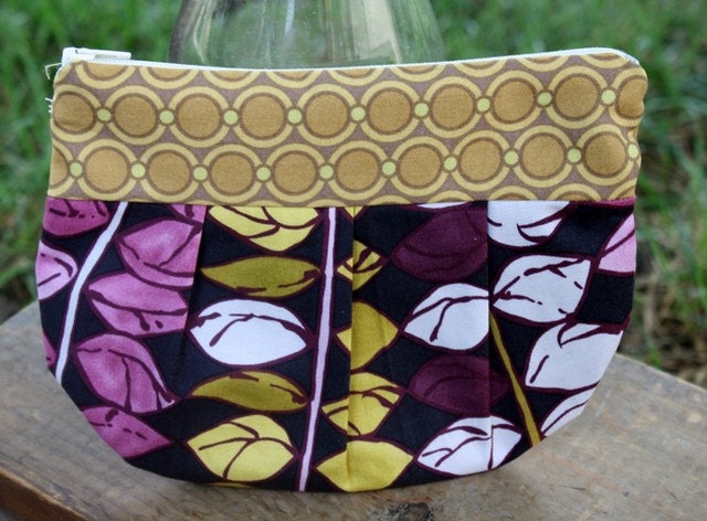 handmade yellow-purple zippered pouch
