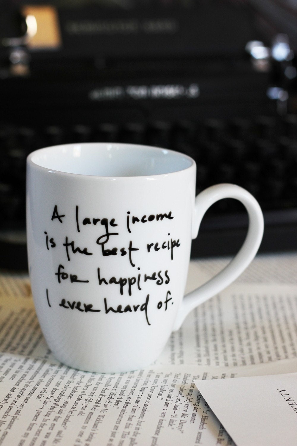 A Large Income- Jane Austen quote mug