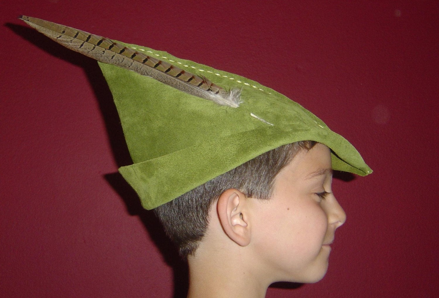 Moss Green Suede Peter Pan / Robin Hood Child's Hat