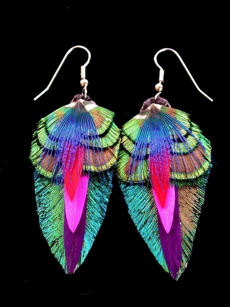 Colorful Feather Earrings -